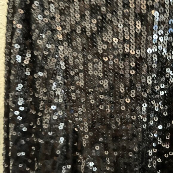 Badgley Mischka Women's Sequin Self Tie Jacket Black Formal Holiday Luxury Sz 12 - Picture 3 of 7